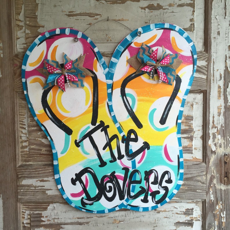 Flip Flop Door Hanger - Summer Door Hanger - Spring Decor - Spring Door ...