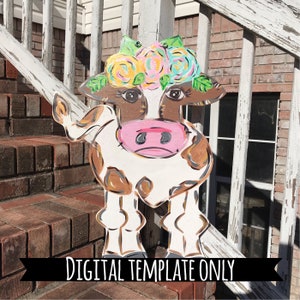 TEMPLATE - Cow Door Hanger Template - DIY Door Hanger - Door Decor Template - Cow Template - Downloadable Door Hanger