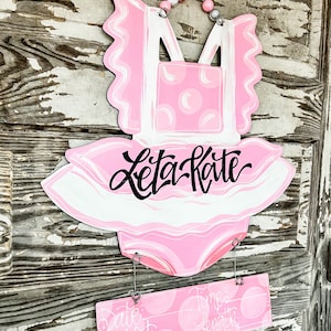 Personalized Baby Door Hanger -  Birth Announcement - Hospital Door Hanger - Baby Girl Nursery - baby gown - Nursery Decor
