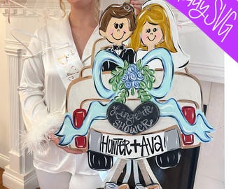 SVG file - Laser Ready File - Interchangeable SVG File - Laser Cut File - Door Hanger SVG - Laser Ready Door Hanger File - Wedding Svg