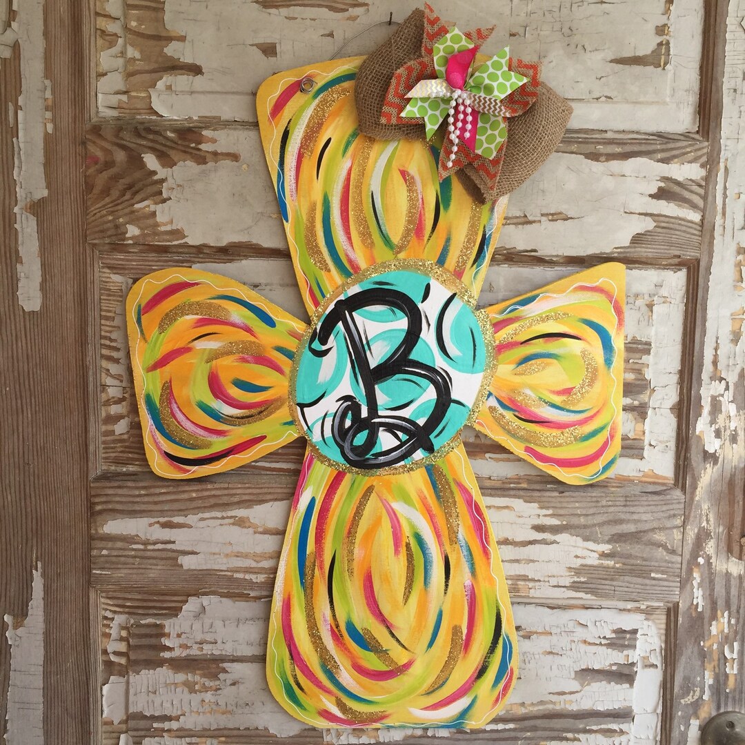 Cross Door Hanger Personalized Door Hanger Spring Door Hanger Cross