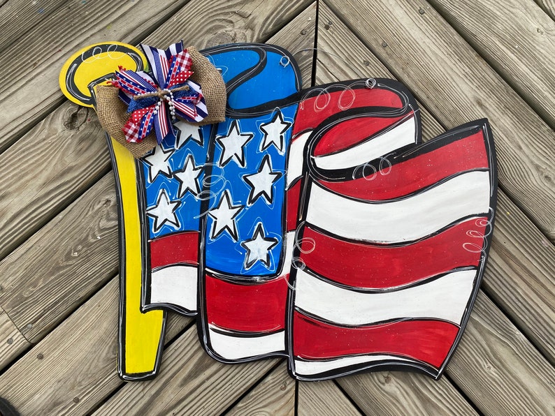 Patriotic Door Hanger American Flag Door Hanger Patriotic Etsy