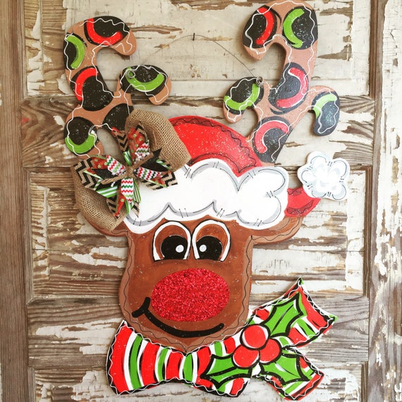 Christmas Door Hanger Reindeer Door Hanger Christmas Decor - Etsy