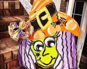 Halloween Door Hanger - Witch Door Hanger - Witch Door Decor - Autumn Door Sign - Halloween Wreath - Personalized Door Decor