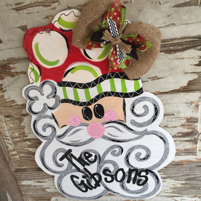 Christmas Door Hanger Santa Door Hanger Holiday Door Decor Etsy