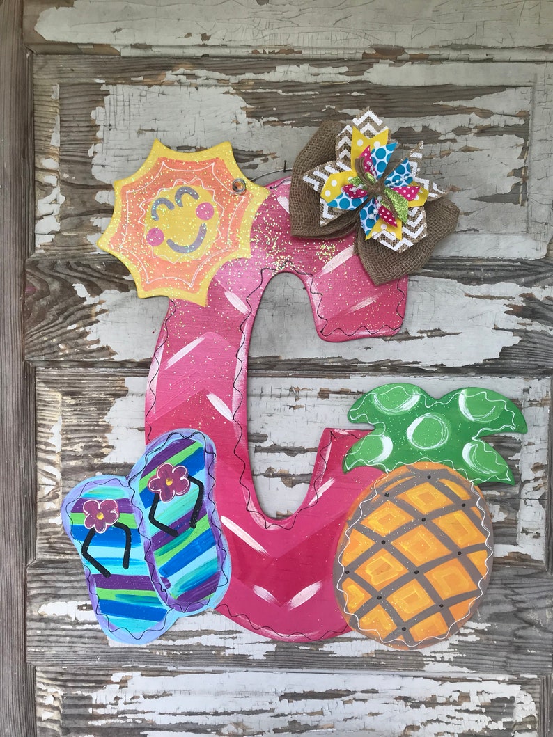 Summer Wreath Summer Porch Sign Beach Wreath Beach Door Hanger Summer Door Hanger Personalized Door Hanger Summer Decor Summer