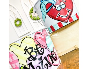 Personalized Valentines basket - Personalized Valentines Pail- Valentines gift - Valentines Card Holder - Personalized Valentines Gift -