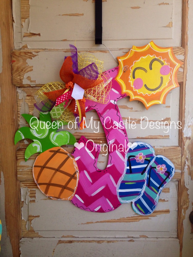 Summer Wreath Summer Porch Sign Beach Wreath Beach Door Hanger Summer Door Hanger Personalized Door Hanger Summer Decor Summer