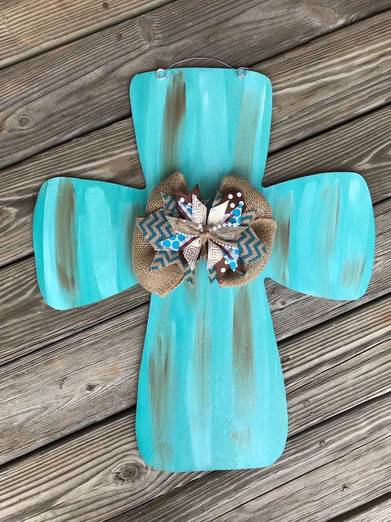 Personalized Door Hanger Cross Wreath Year Round Door Hanger Cross Door Decor Cross Door Hanger Spring Door Hanger