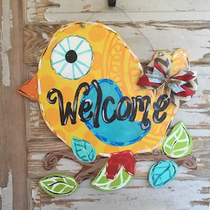 Bird Classroom Welcome Home Spring Summer Bright Door Hanger