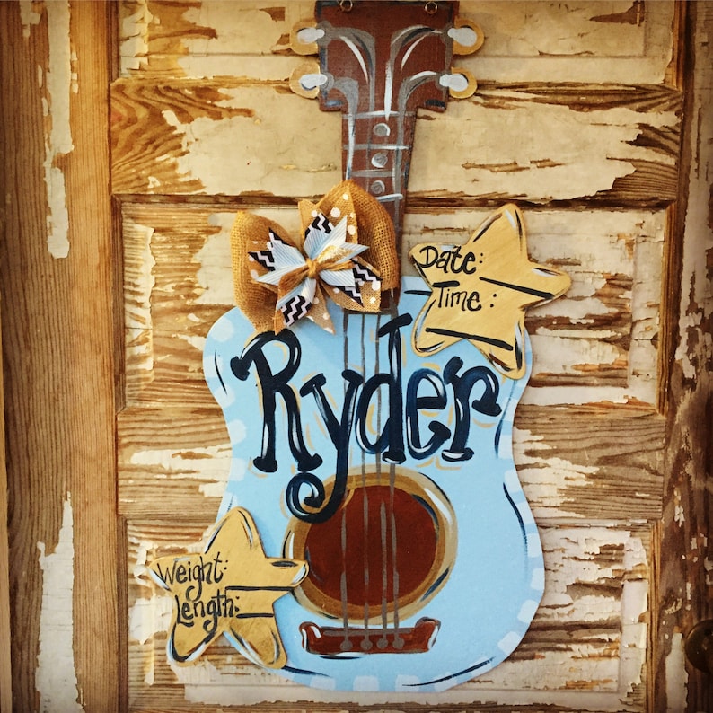 Guitar Door Hanger Personalized Baby Door Hanger Hospital Etsy