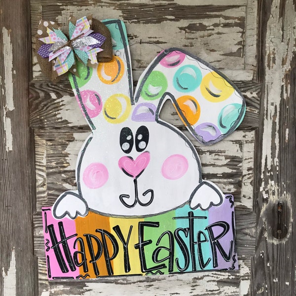 Easter Door Hanger - Personalized Door Hanger - Easter Decor - Easter Decorations - Bunny Door Hanger - Easter Sign - Spring Door Hanger