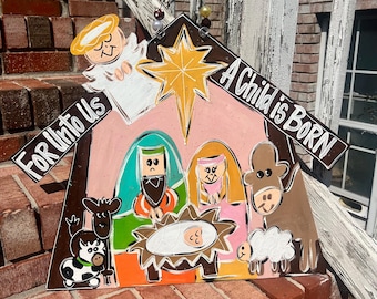 Christmas Door Hanger - Nativity Door Hanger - Christmas Door Decor - Nativity Scene - Christmas Decorations - Christmas Decor - Holiday