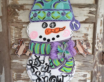 Snowman Door Hanger - Snowman Door Decor - Snowman Decor - Snowman Decorations - Winter Door Hanger - Winter Decor - Winter Wreath