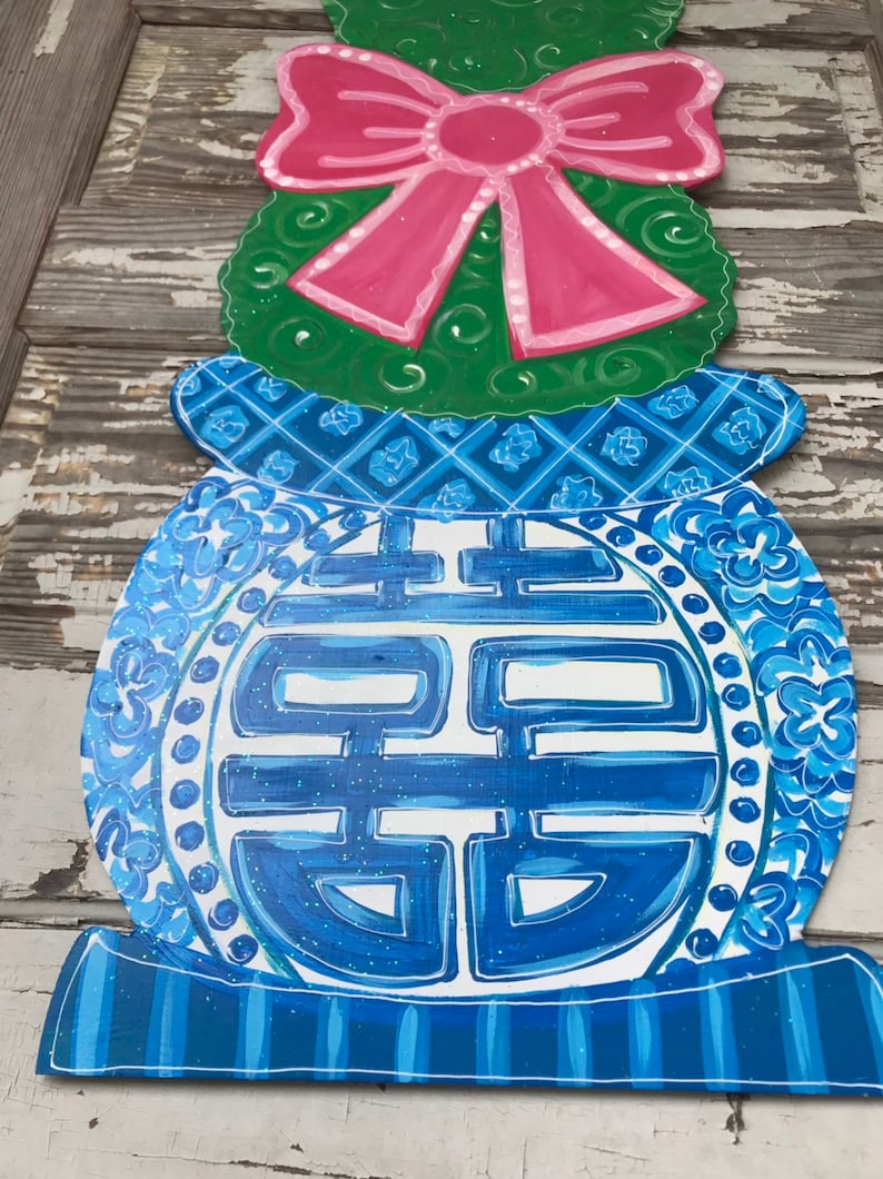 Personalized Door Hanger Summer Decorations Chinoiserie Decor Chinoiserie Door Hanger Spring Decor Chinoiserie Door Decor