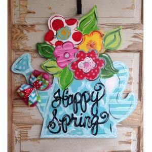 TEMPLATE - Spring Template Door Hanger Template - DIY Door Hanger - Door Decor Template - Watering can Template - Downloadable Door Hanger