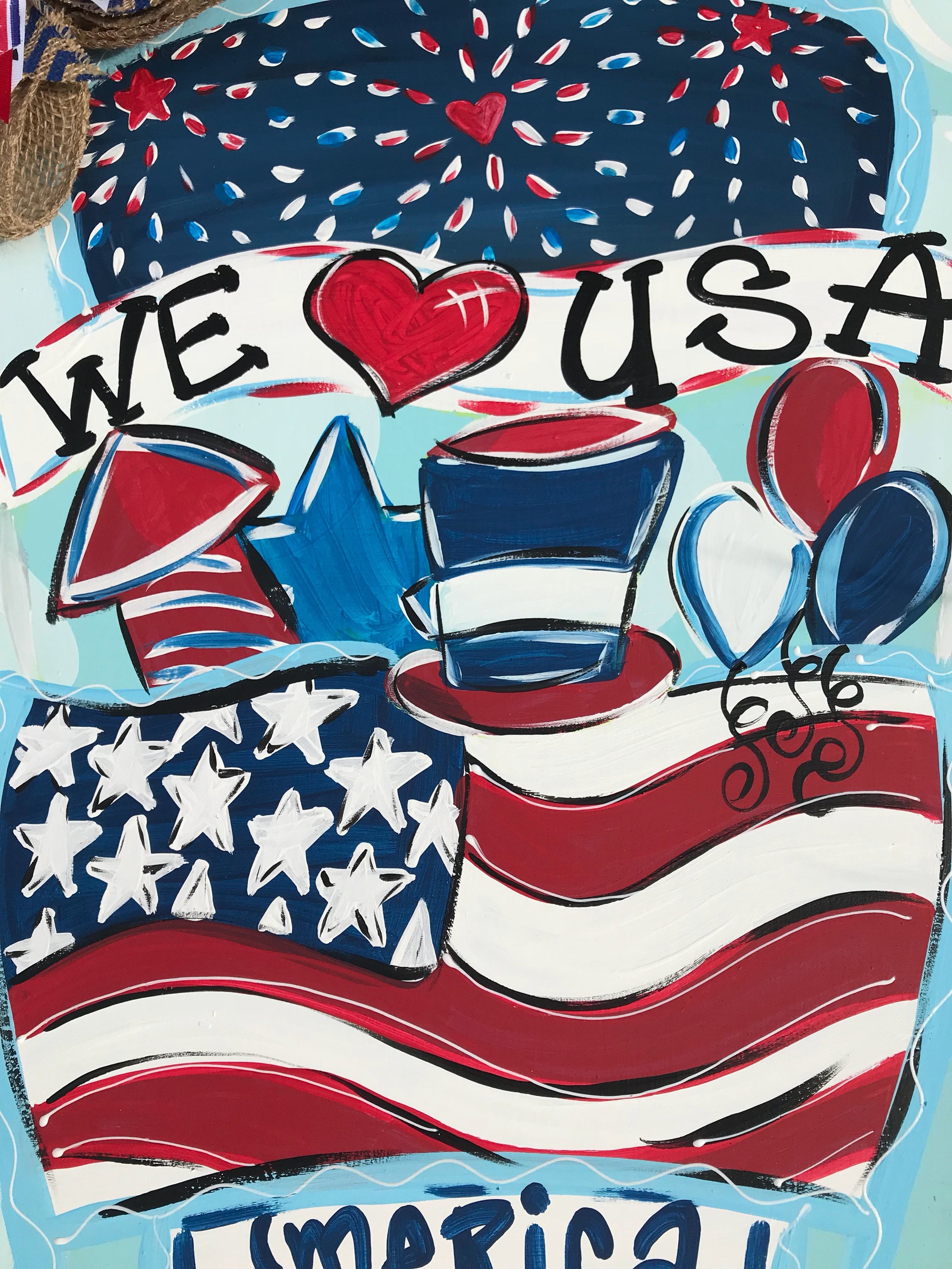 Patriotic Door Hanger American Flag Door Hanger Patriotic Etsy