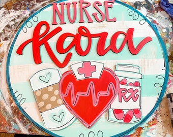 School Nurse Door Hanger - Nurse Door Hanger - Nurse Decor - Nurses week - Nursing Grad Gift -  Nurses week Gift - Gifts for Nurses