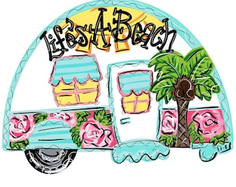 TEMPLATE -  Camper Template Door Hanger Template - DIY Door Hanger - Door Decor Template - Camping Template - Downloadable Door Hanger