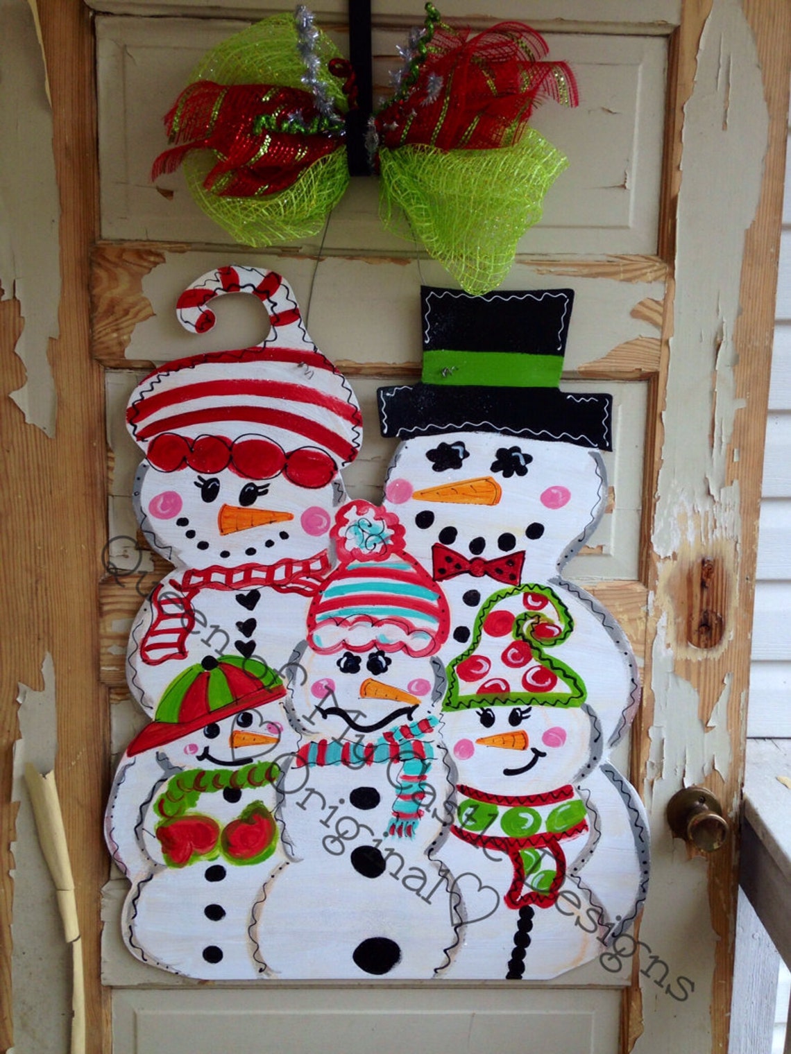 Personalized Snowman Family Door Hanger | Etsy