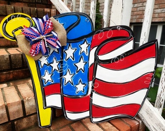 Patriotic Door Hanger - American Flag Door Hanger - Patriotic Decor - Summer Door Decor - Fourth of July Door Hanger - USA Decor