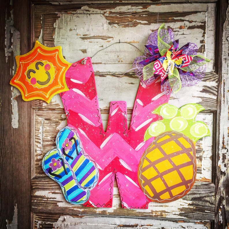 Summer Wreath Summer Porch Sign Beach Wreath Beach Door Hanger Summer Door Hanger Personalized Door Hanger Summer Decor Summer