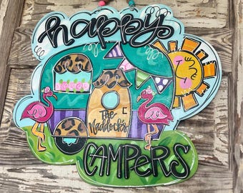 PREORDER Camper Sign - Camping Door Hanger - Camping Decor - Camper Decor - Campground Decorations - Glamping - Glamping Sign
