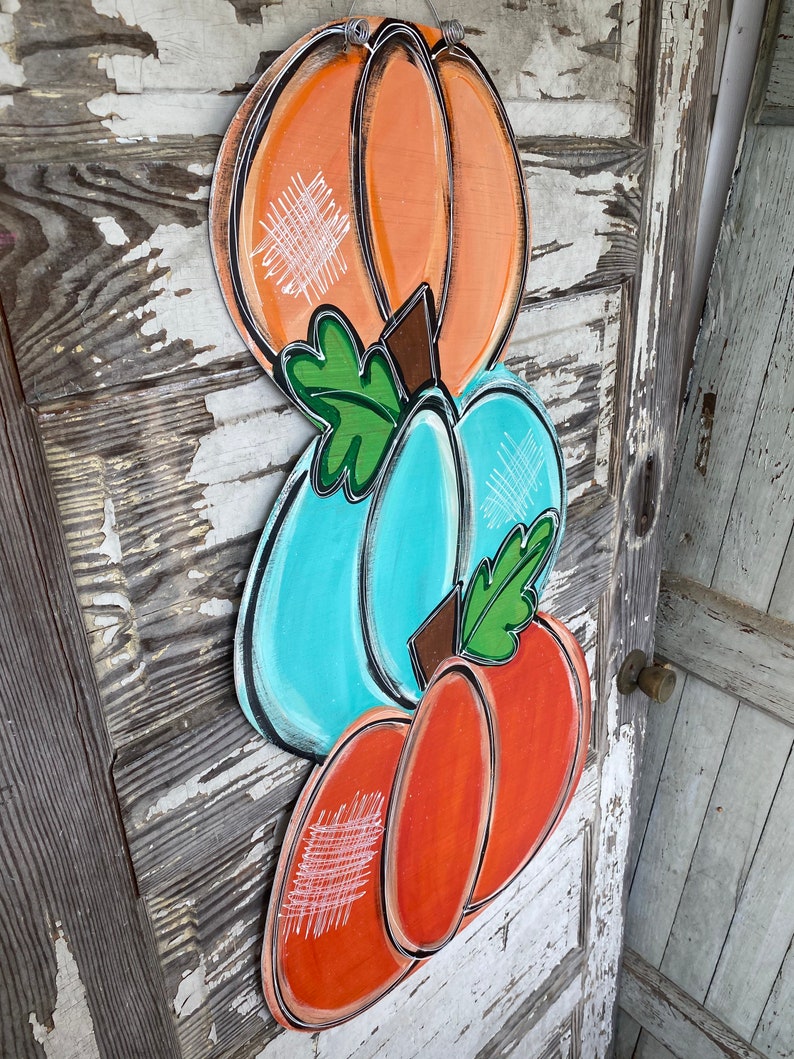 Pumpkin Medley Duet Reversible Door Hanger with Bow