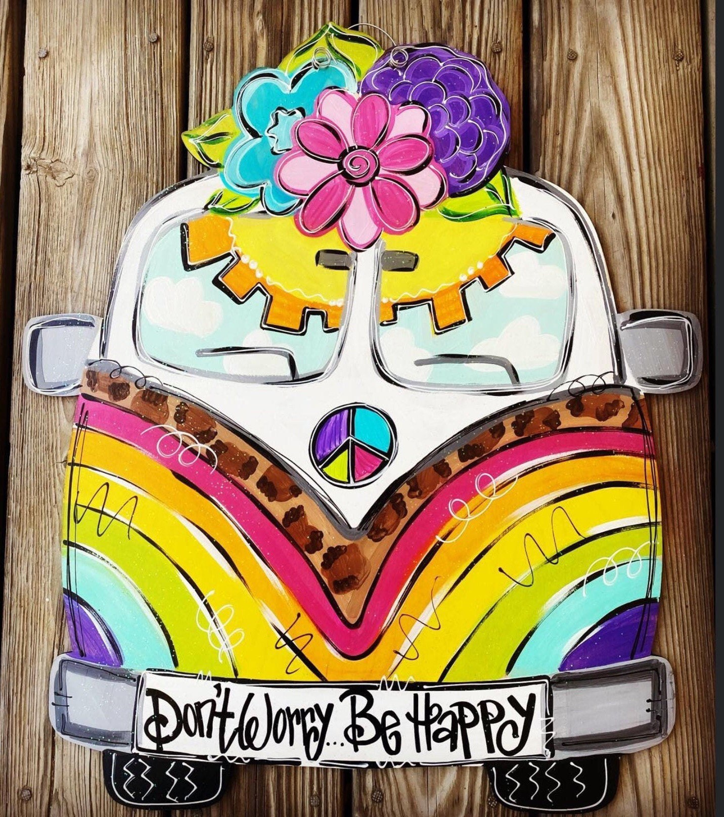 Hippie van painting - Etsy México, image size:1432x1616