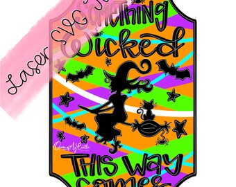 SVG file - Laser Ready File - Halloween SVG File - Laser Cut File - Door Hanger SVG - Laser Ready Door Hanger File - Halloween Svg