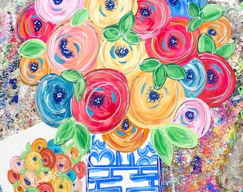 Spring Door Hanger - Summer Door Hanger - Spring Decor - Spring Door Decor - Summer Door Decor - Chinoiserie Decor - Mother’s Day Gift