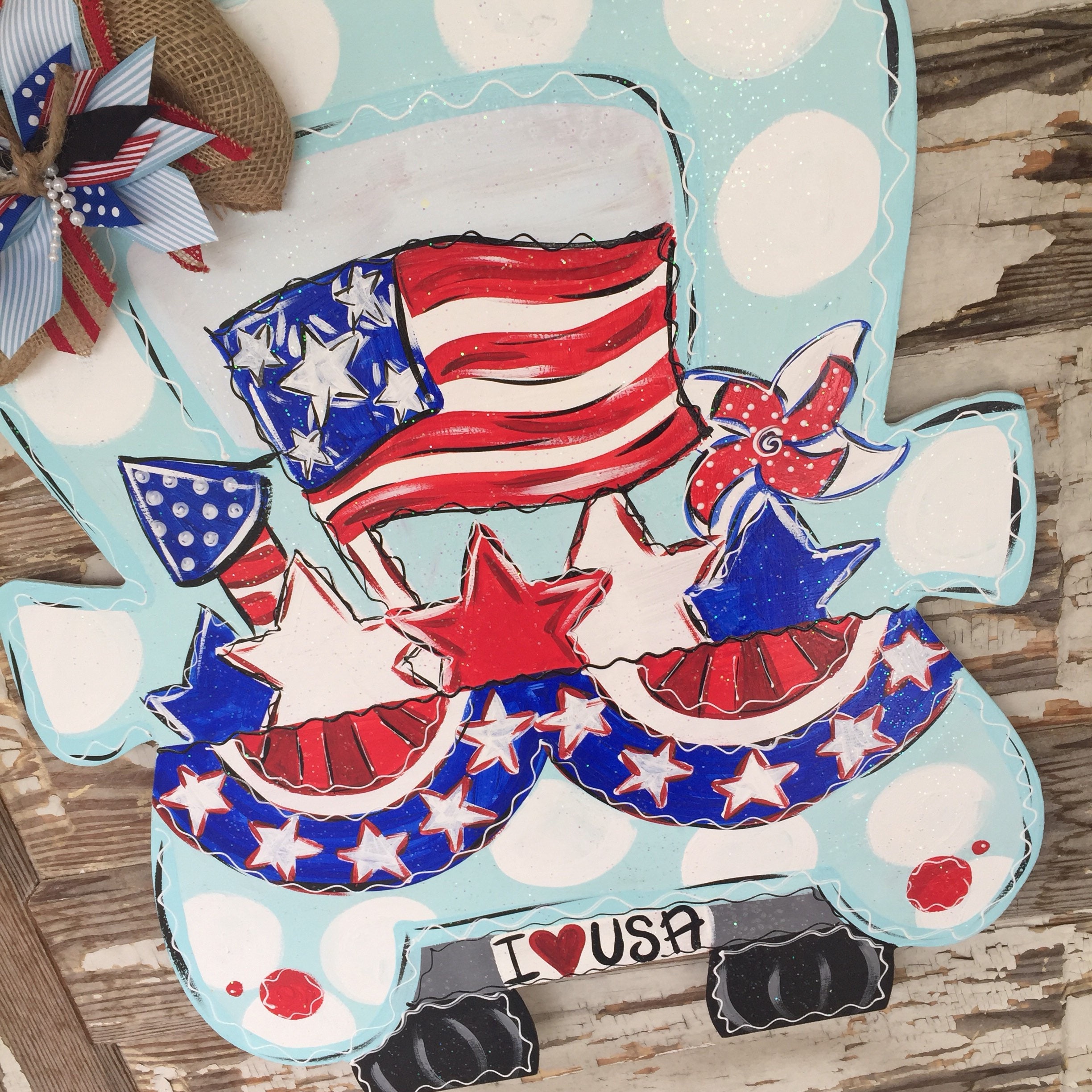 Patriotic Door Hanger American Flag Door Hanger Patriotic Etsy