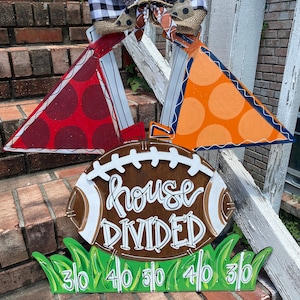 SALE!!  Football Door Hanger - Football Sign - Football Door Decor - House Divided Door Hanger- Football Decor- Door Hanger - Football Mom