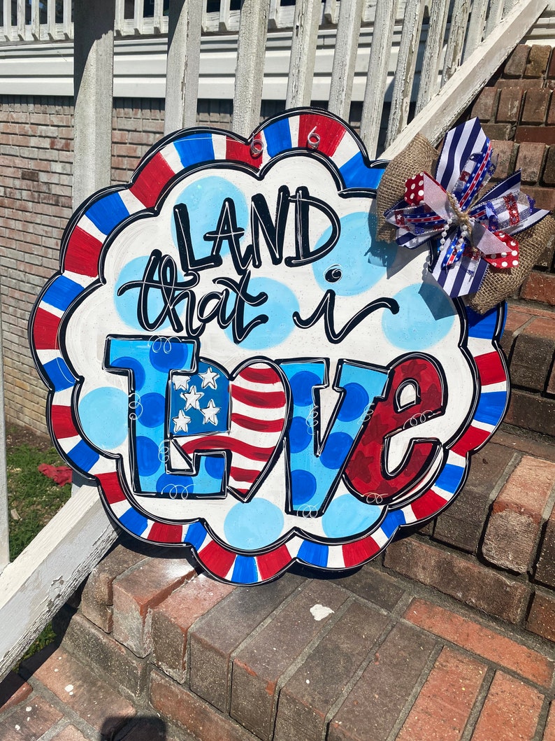 PREORDER Patriotic Door Hanger American Flag Door Hanger Etsy