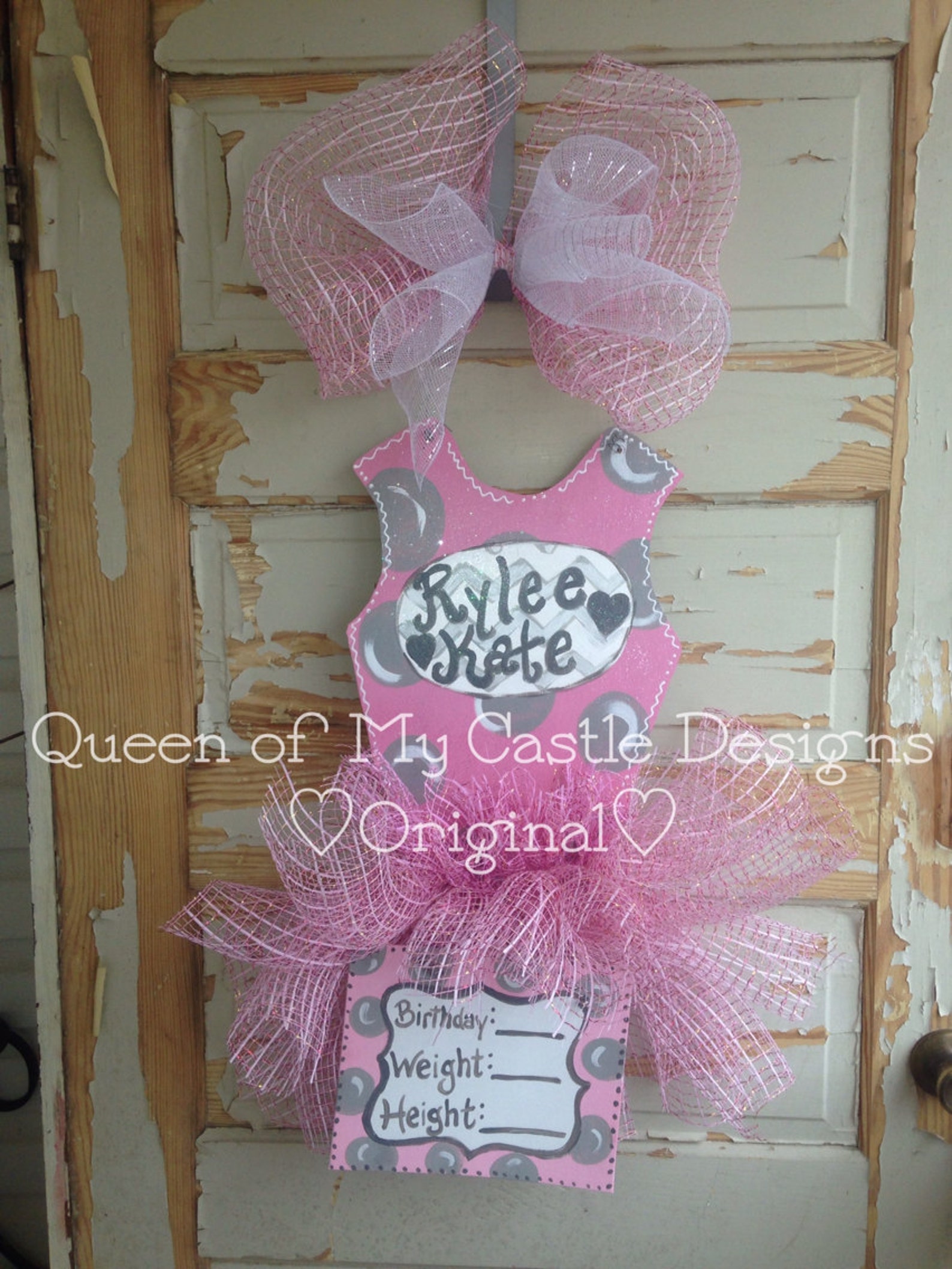 Baby Girl Tutu Birth Announcement Door Hanger Etsy