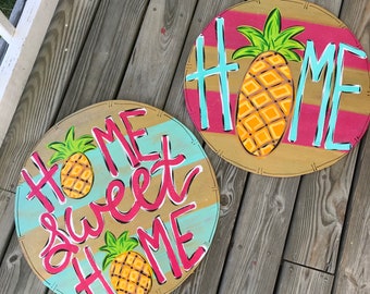 Personalized Door Hanger - Spring Door Hanger - Summer Door Hanger - Pineapple Door Hanger - Spring Decor - Summer Decor - Door Decor