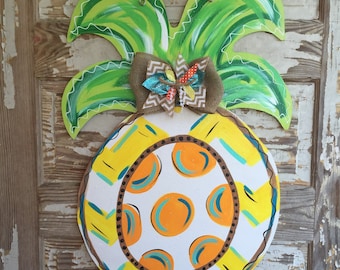 Personalized Door Hanger - Spring Door Hanger - Summer Door Hanger - Pineapple Door Hanger - Spring Decor - Summer Decor - Door Decor