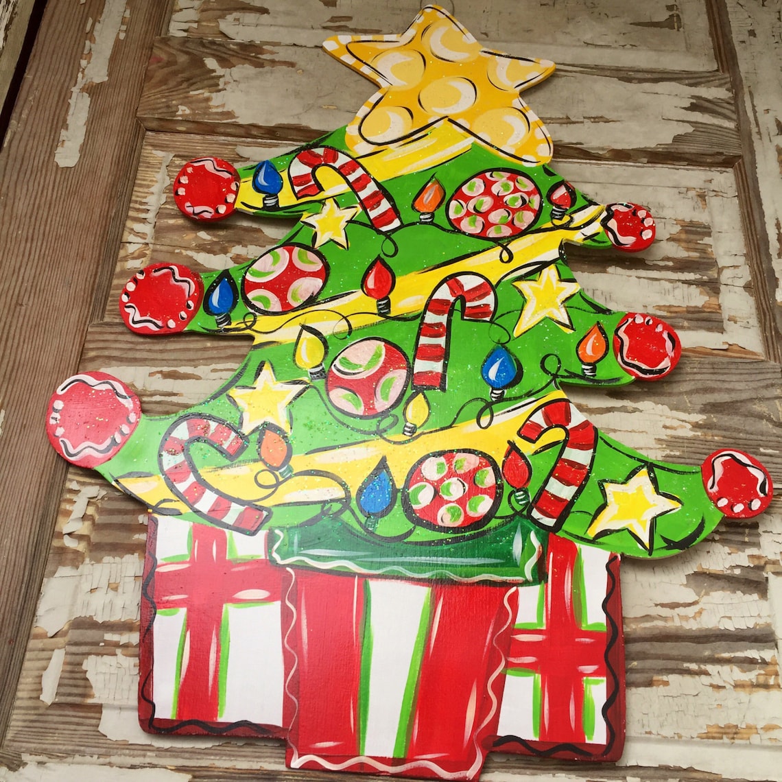 Personalized Door Hanger Christmas Tree Door Hanger Etsy