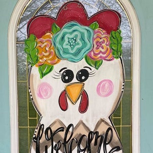 Personalized Door Hanger - Farmhouse Door Hanger - Hen Door Hanger - Chicken Wreath - Spring Decor - Farmhouse Decor - Door Decor
