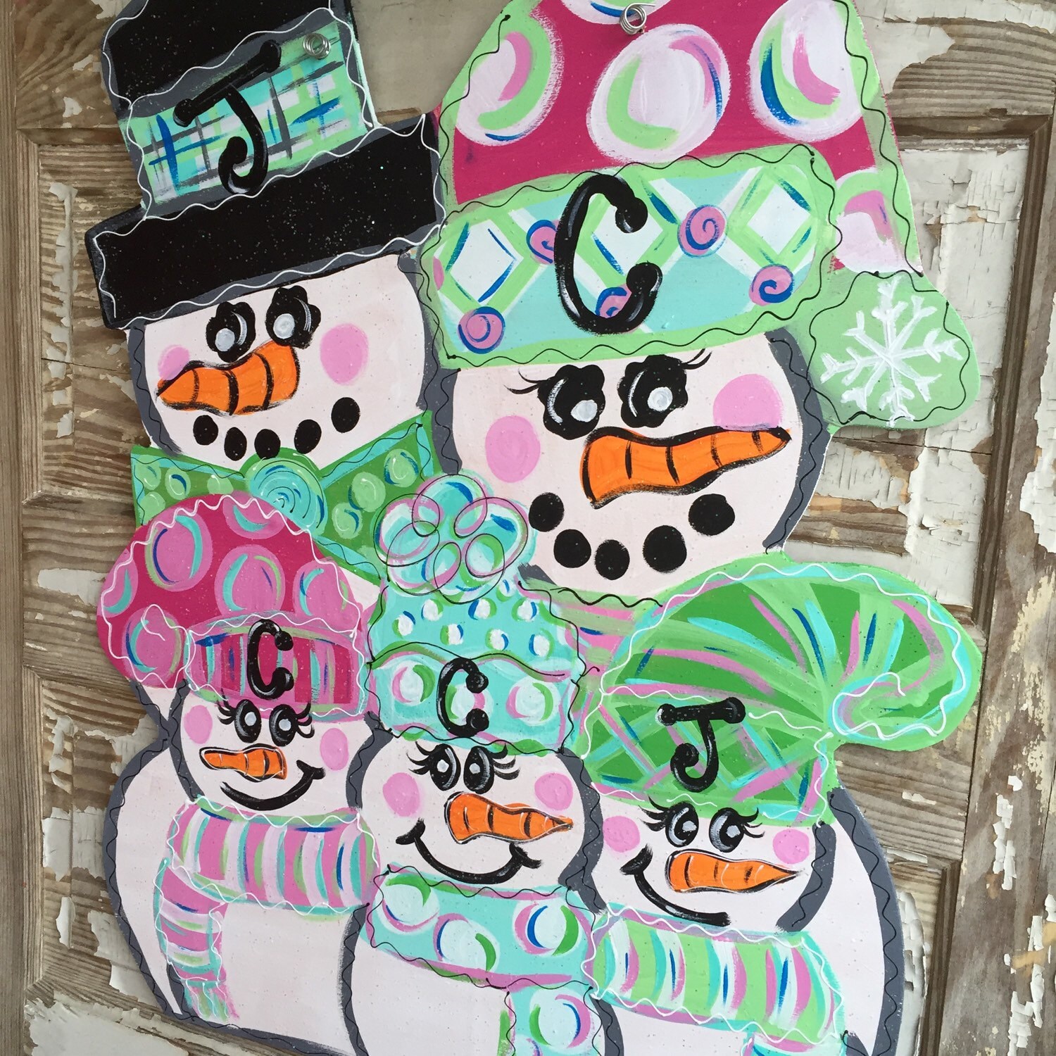 Personalized Door Hanger - Snowman Door Hanger - Christmas Door Hanger ...