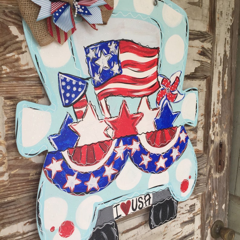 Patriotic Door Hanger American Flag Door Hanger Patriotic Etsy