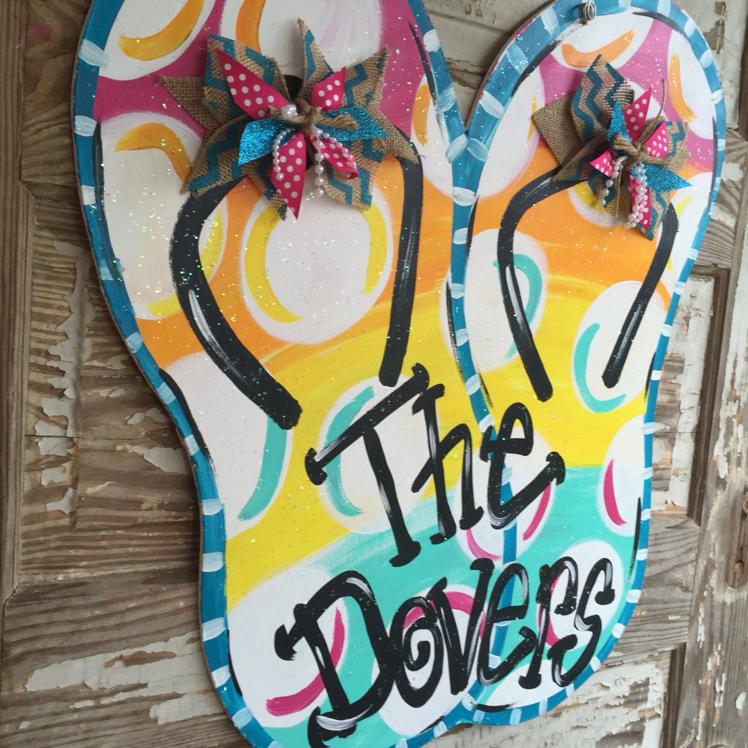 Flip Flop Door Hanger - Summer Door Hanger - Spring Decor - Spring Door ...