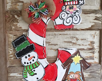 Christmas Door Hanger - Santa Door Hanger -Personalized Door Hanger  - Christmas Decorations - Holiday Decor - Christmas Wreath - Christmas