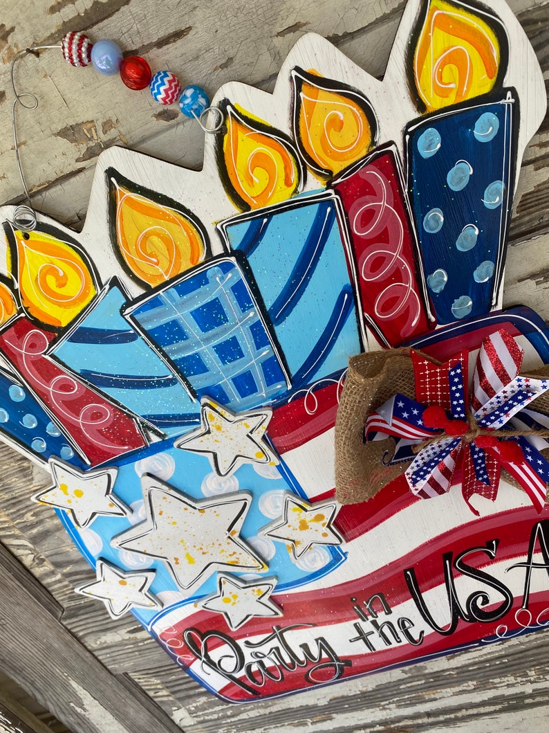 Patriotic Door Hanger American Flag Door Hanger Patriotic Etsy