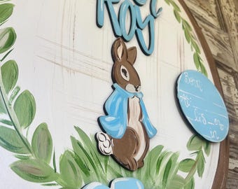 Colgante para puerta de bebé - Colgante para puerta de hospital - Anuncio de nacimiento - Colgante para puerta personalizado - Letrero de conejito para habitación infantil - Decoración para habitación infantil - Niño