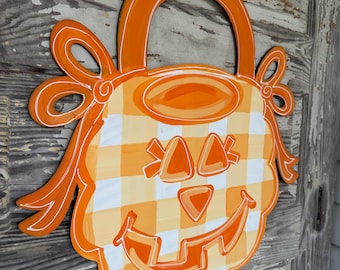 Halloween Door Hanger - Fall Door Hanger - Pumpkin Door Decor - Autumn Door Sign - Halloween Wreath - Personalized Door Decor