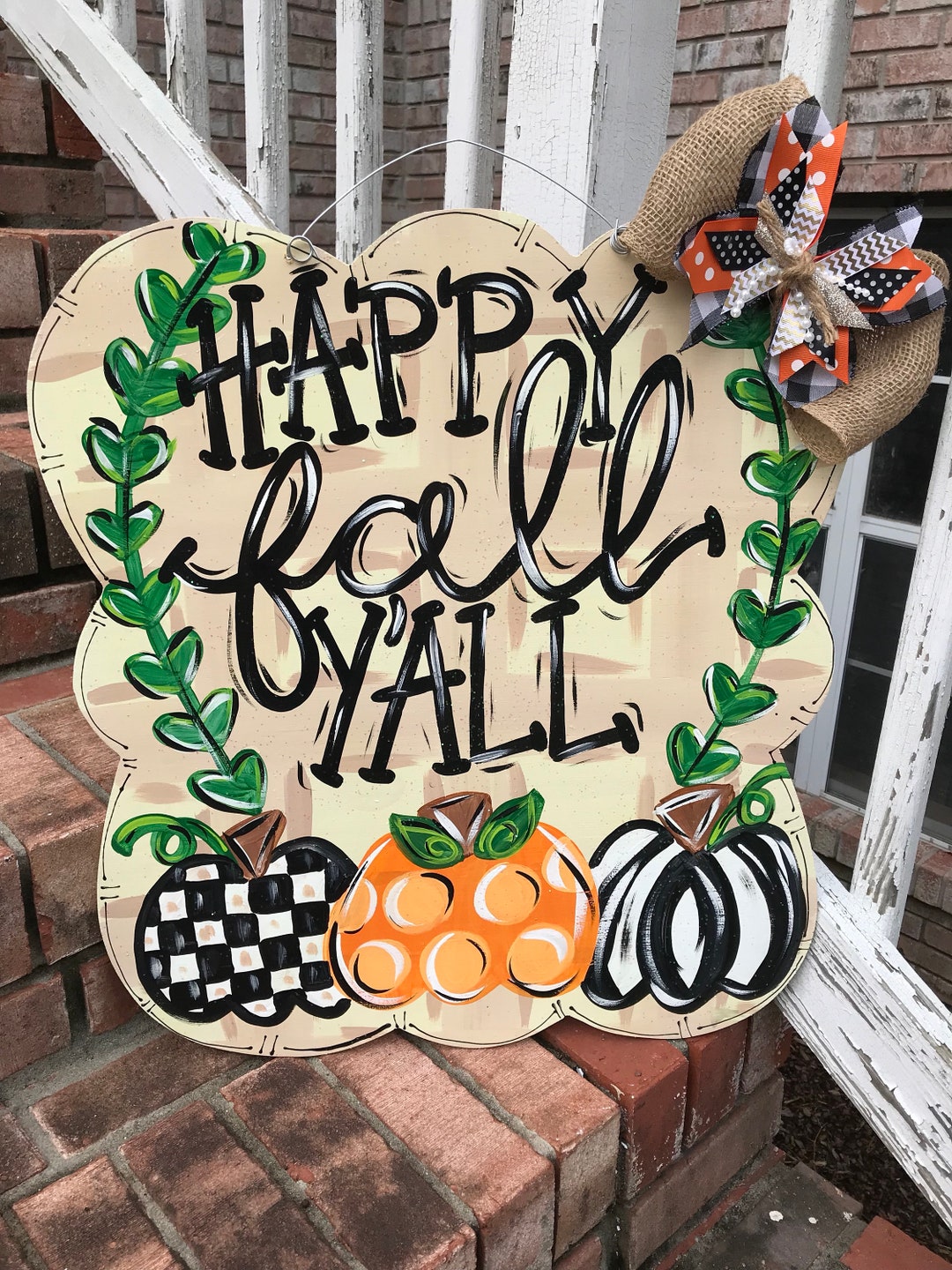 Halloween Door Hanger - Fall Door Hanger - Pumpkin Door Decor - Autumn ...