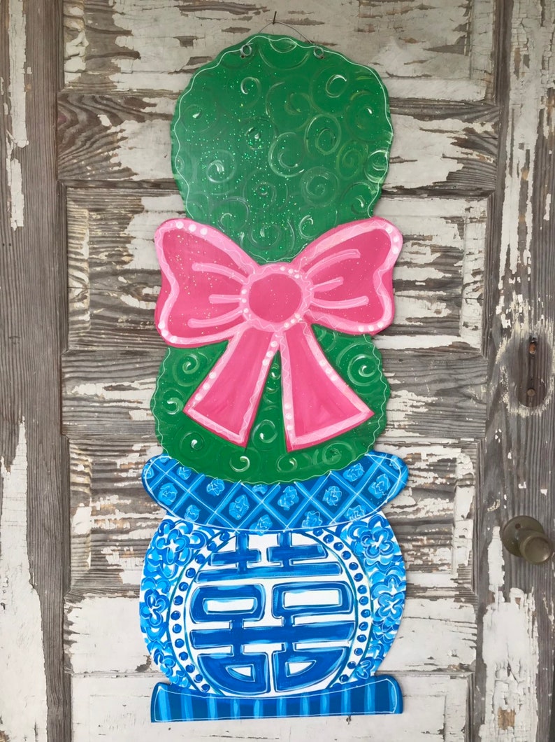 Personalized Door Hanger Summer Decorations Chinoiserie Decor Chinoiserie Door Hanger Spring Decor Chinoiserie Door Decor