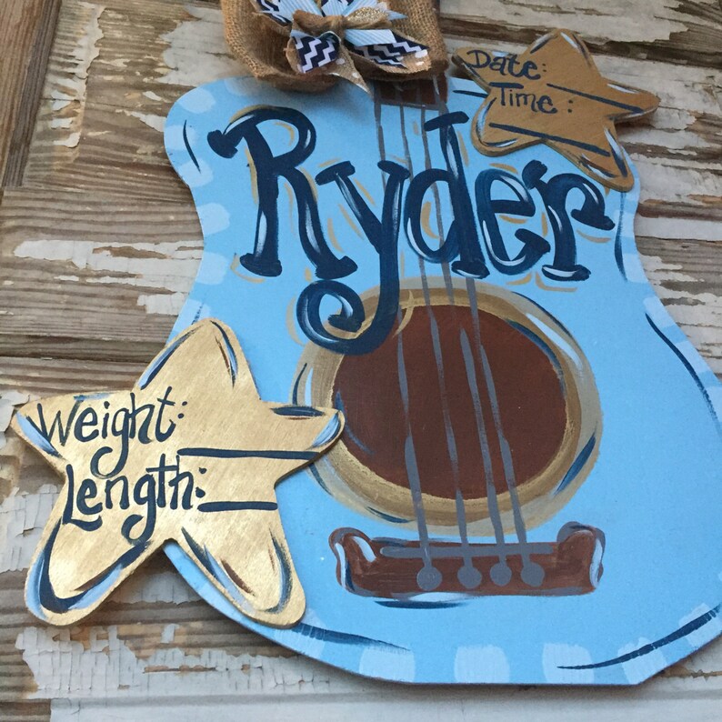 Guitar Door Hanger Personalized Baby Door Hanger Hospital Etsy