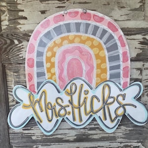 Personalized Door Hanger - Spring Door Hanger - Summer Door Hanger - Rainbow Door Hanger - Spring Decor - Summer Decor - Door